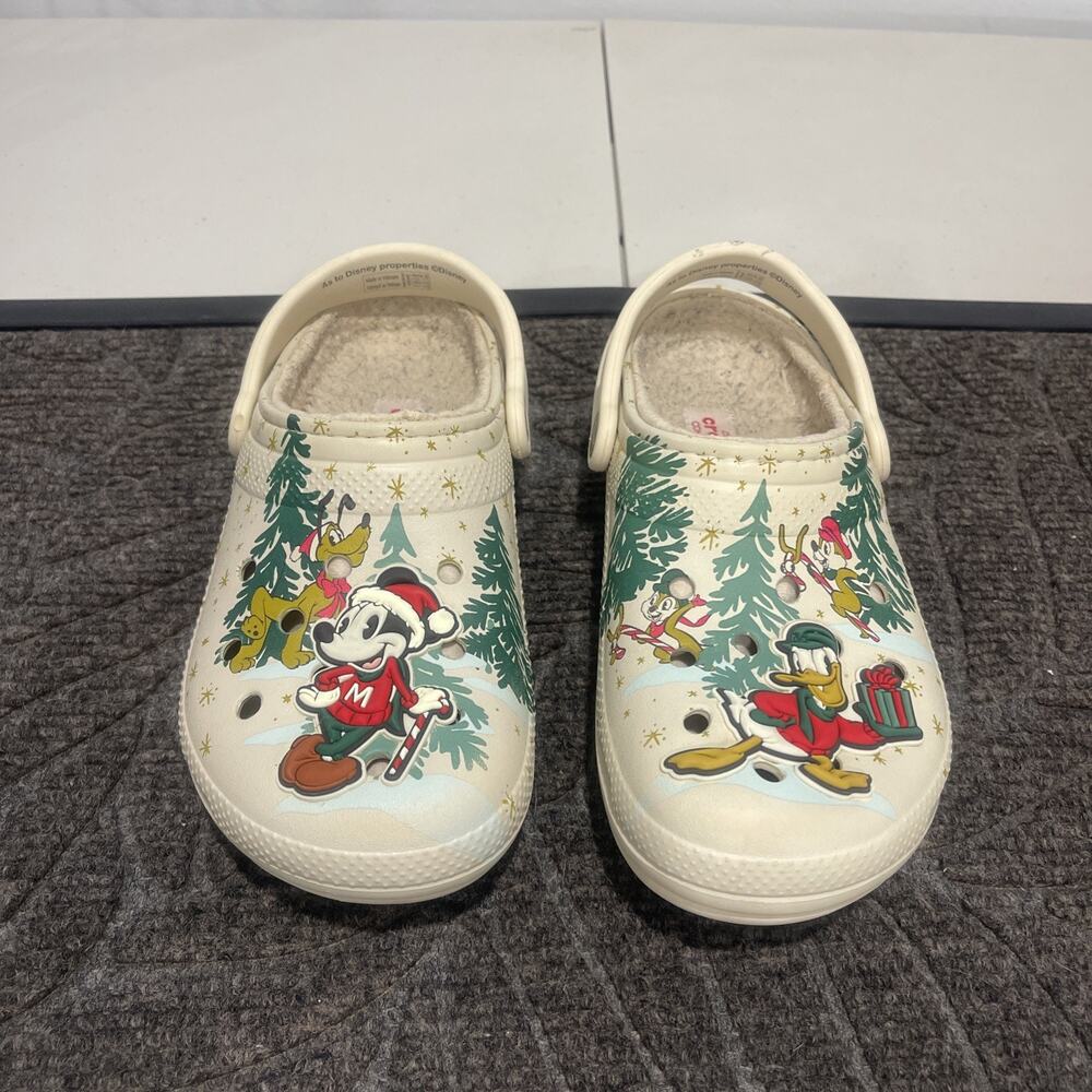Disney Parks Mickey Mouse Donald Christmas Holiday Adult Clog Crocs Sz M6/W8